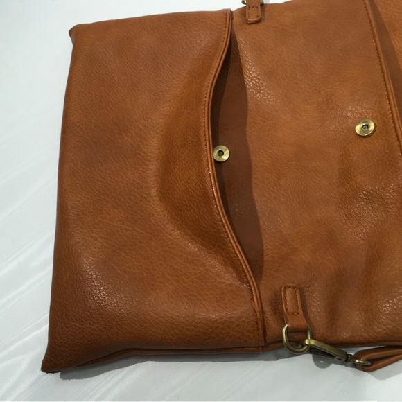 ANTHROPOLOGIE Brown Crossbody Clutch Faux Leather Bag - Picture 11 of 12